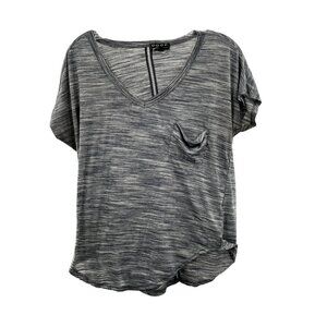Poof New York Women's V-Neck Sheer Gray Heathered T-Shirt Size Small